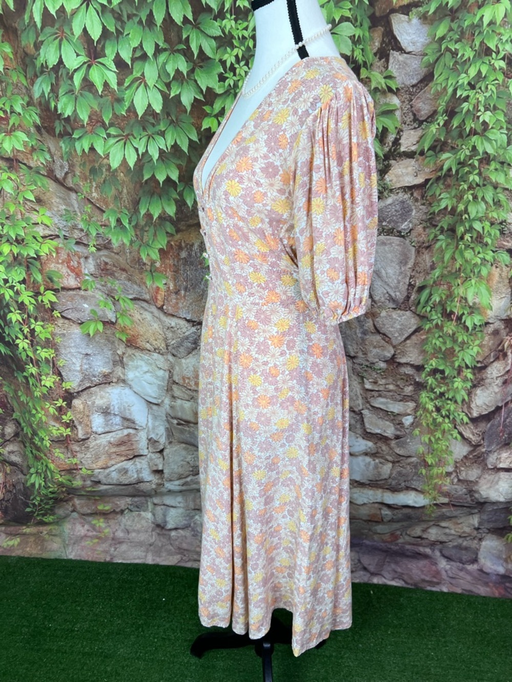 FAITHFULL THE BRAND Floral Print Mid-Calf Cottagecore Puff Sleeve Dress, 6 - Picture 5 of 14